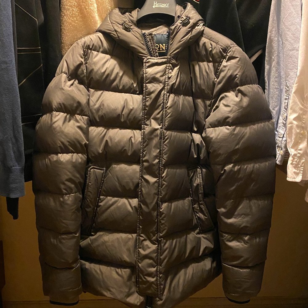 Herno Hooded down puffer jacket, Grey, Size 46